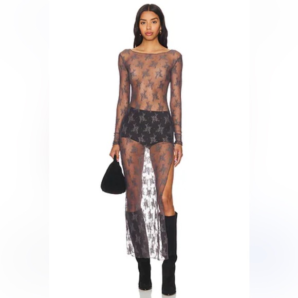 Free People x Intimately FP Lady Lux Maxi Slip Dress in Dark Gull Grey - Picture 1 of 6